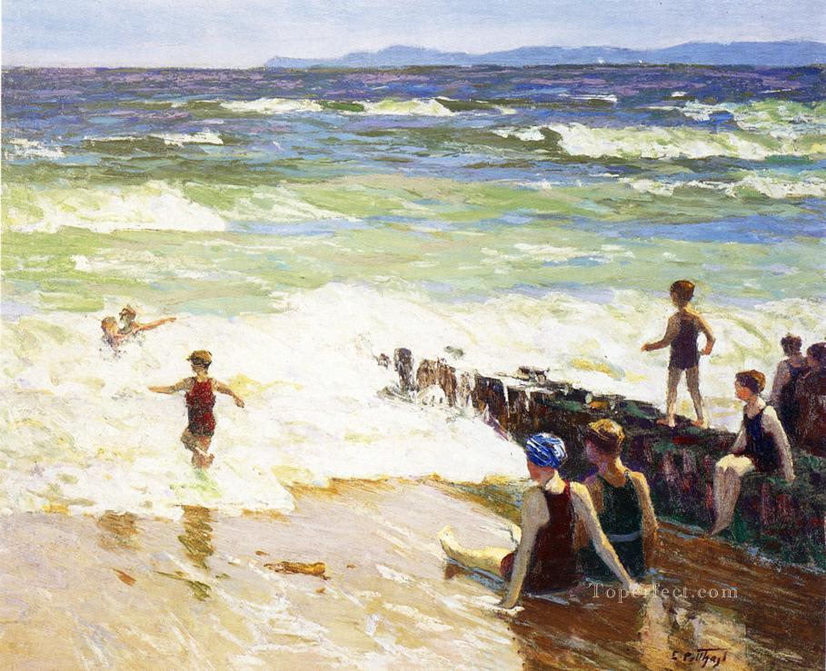 Bathers by the Shore Impressionist beach Edward Henry Potthast Oil Paintings